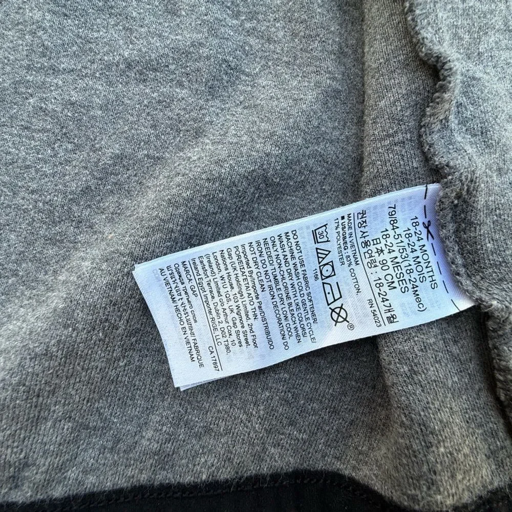 Gap Baby Full Zip Hoodie Heather Gray Boys Toddler size 18–24 months